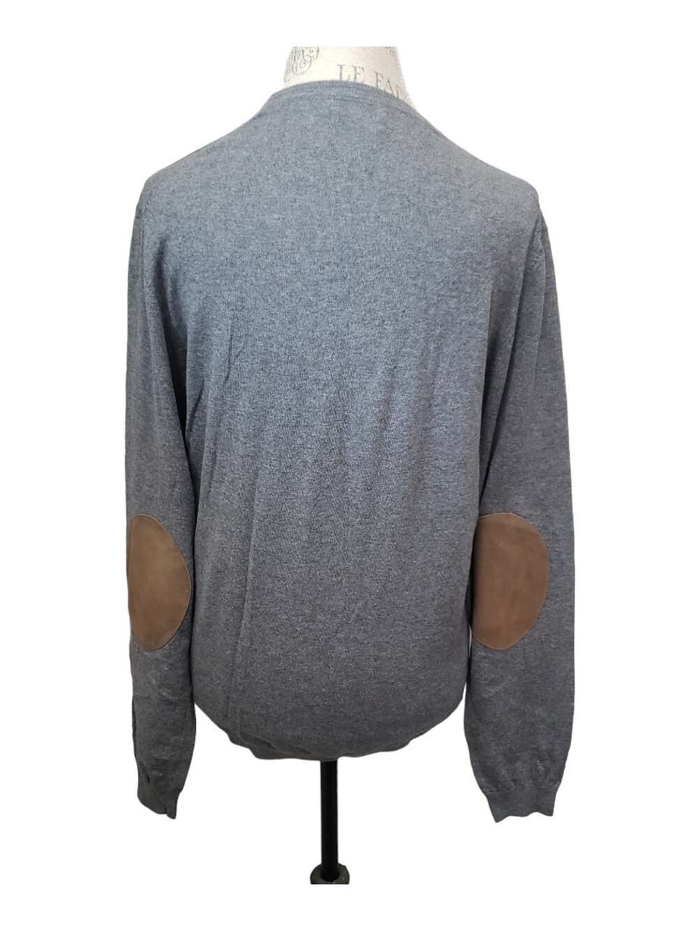 Massimo Dutti Cotton Silk Cashmere V-Neck Gray Pullover Jumper Sweater Size M
